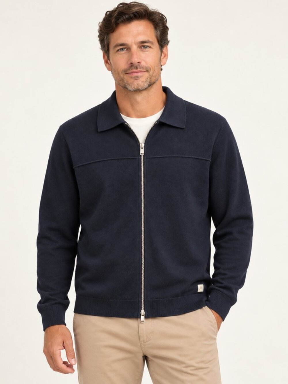 NWT Matinique MAtraff 73 Navy Full Zip Collared Cardigan Sweater XL